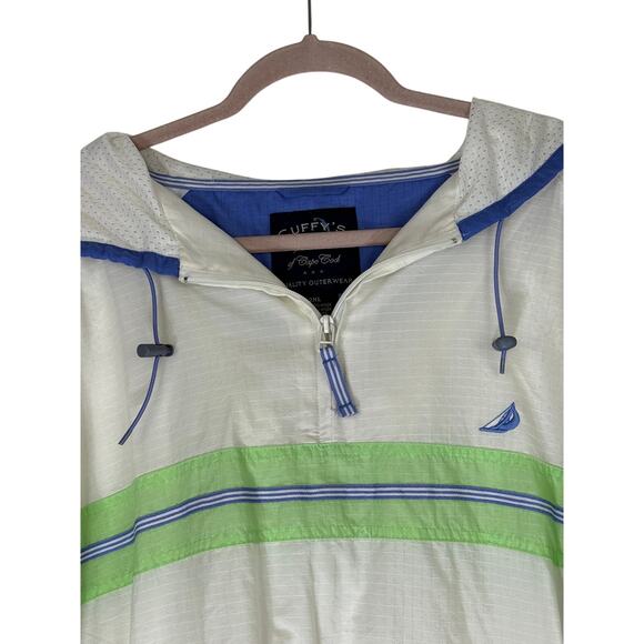 Cuffy's of Cape Cod White Blue Quarter Zip Pullover Windbreaker Jacket Size 2X - Picture 2 of 10